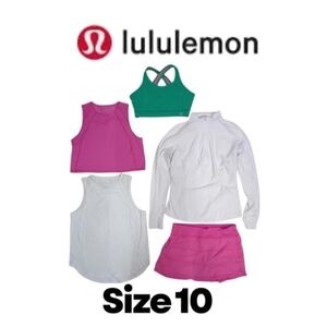 5 piece Lululemon Bundle Size 10 A mix of Pink Tennis skirt Set Jacket SportsBra